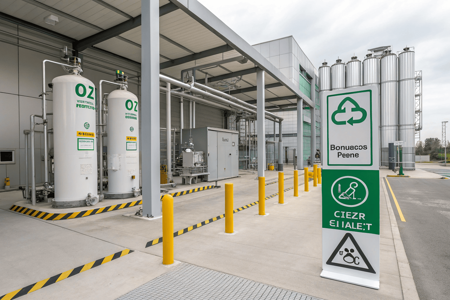 A clean and modern FTL Machine CO₂ recovery plant with clear safety signs and organized piping.