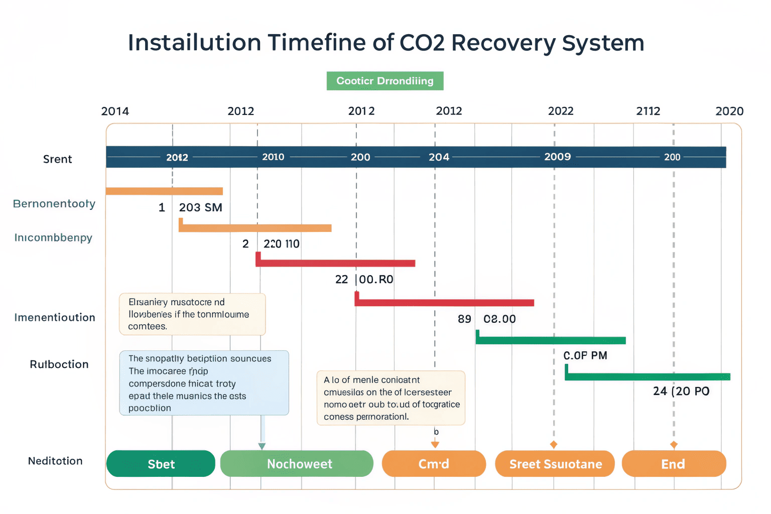 CO₂ Recovery System Installation Timeline A project timeline Gantt chart for a CO₂ recovery system installation.
